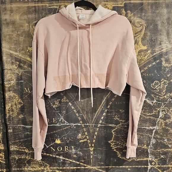 PINK Victoria's Secret Tops - PINK Victoria's Secret Pink Cropped Hoodie Long Sleeve